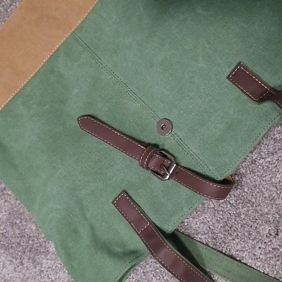 Canvas Shopper/Shoulder Bag in Green - Picture 14 of 15